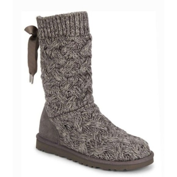 UGG Shoes - Ugg Australia Ugg Australia Ugg Australia Isla Knit  Gray Ribbon back Boot 9